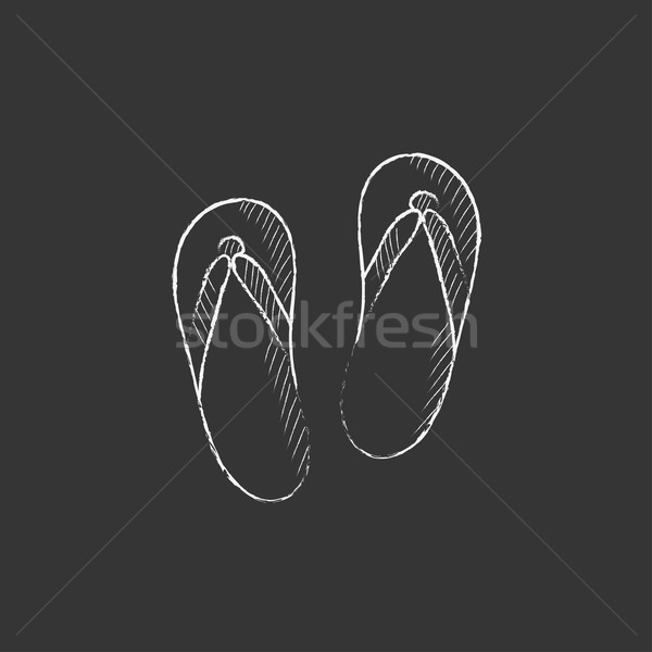 Strand pantoffel krijt icon Stockfoto © RAStudio
