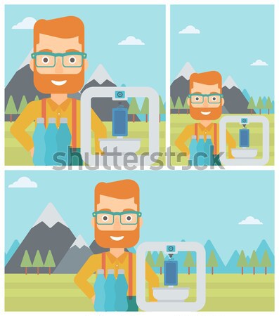 Man preparing barbecue. Stock photo © RAStudio