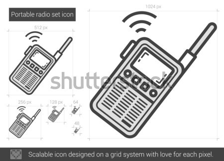 Draagbaar radio ingesteld lijn icon vector Stockfoto © RAStudio