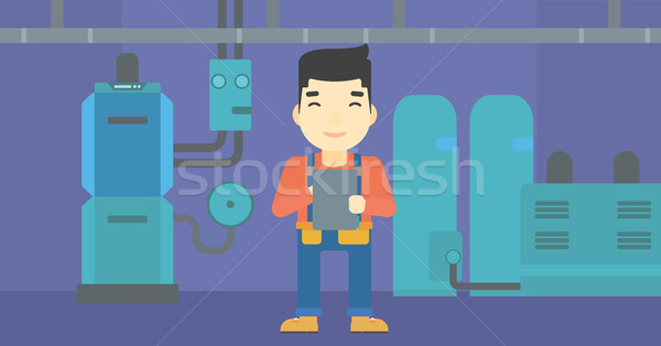 Confident builder with tablet. Stock photo © RAStudio