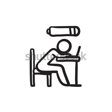 Bsinessman in low power sketch icon. Stock photo © RAStudio