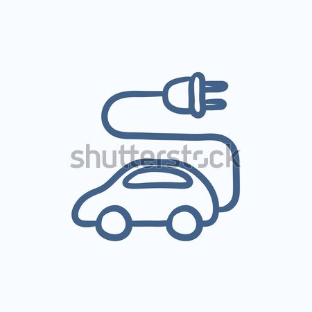 Elektrikli araba kroki ikon vektör yalıtılmış Stok fotoğraf © RAStudio