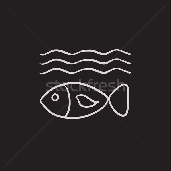 Fish under water sketch icon. Stock photo © RAStudio