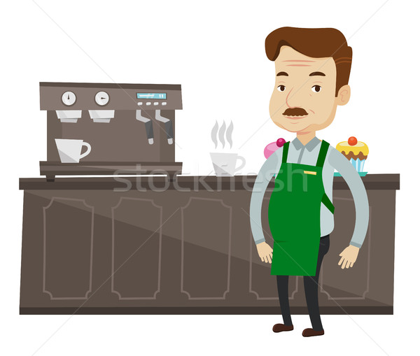 Barista standing near coffee machine. Stock photo © RAStudio