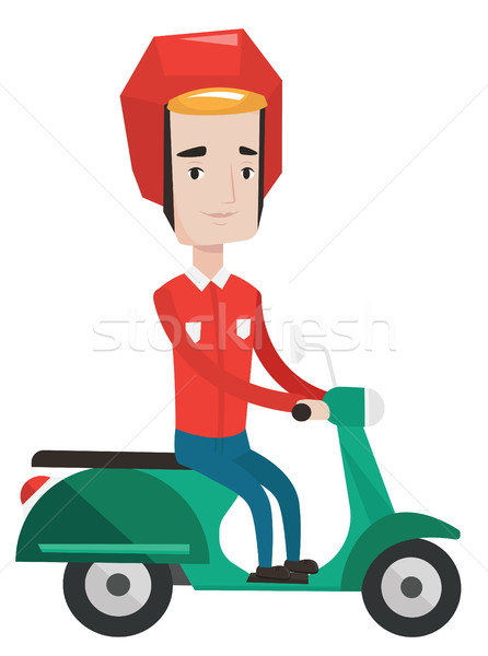 Courier delivering pizza on scooter. Stock photo © RAStudio