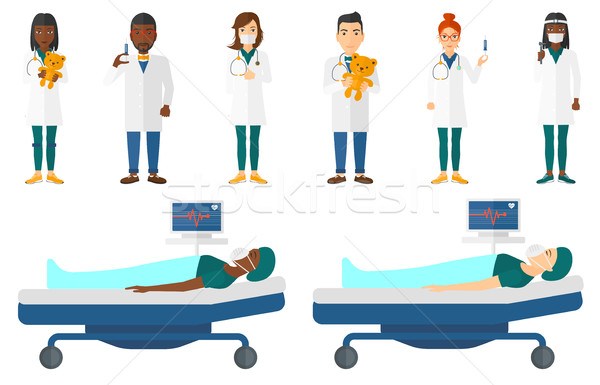 Vector set of doctor characters and patients. Stock photo © RAStudio