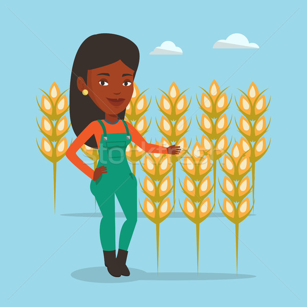 Farmer in wheat field vector illustration. Stock photo © RAStudio