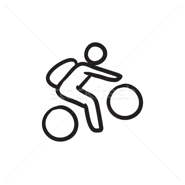 Man riding bike sketch icon. Stock photo © RAStudio