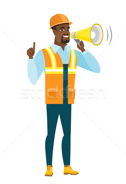 African-american builder making announcement . Stock photo © RAStudio