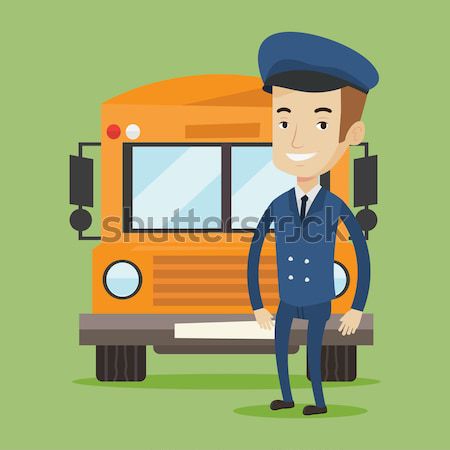 商业照片: 校车 · 司机 · 年轻 · 学校 · 常设