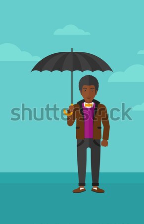 Mulher de negócios seguro agente guarda-chuva africano alegre Foto stock © RAStudio