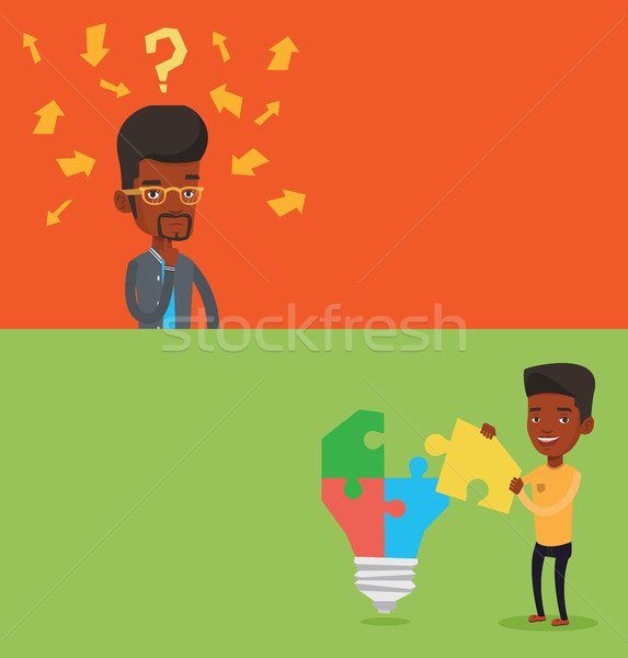 Foto stock: Dois · negócio · banners · espaço · texto · vetor