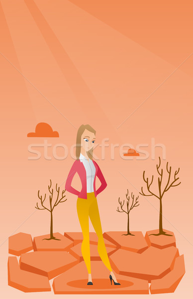 Sad woman in the desert vector illustration. Stock photo © RAStudio