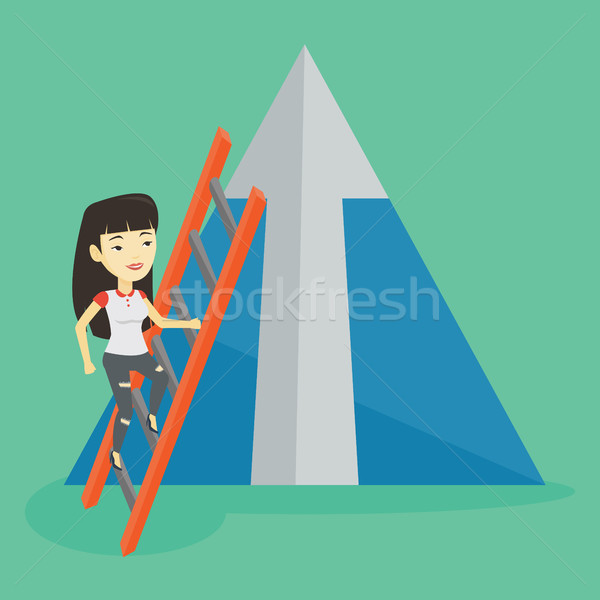 Business woman climbing on mountain. Stock photo © RAStudio