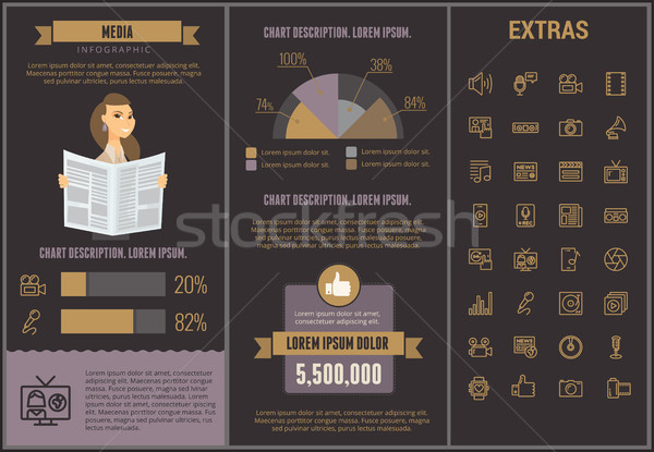 Media infografica modello elementi icone personalizzabile Foto d'archivio © RAStudio