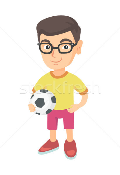 Foto stock: Pequeño · caucásico · nino · fútbol · pelota