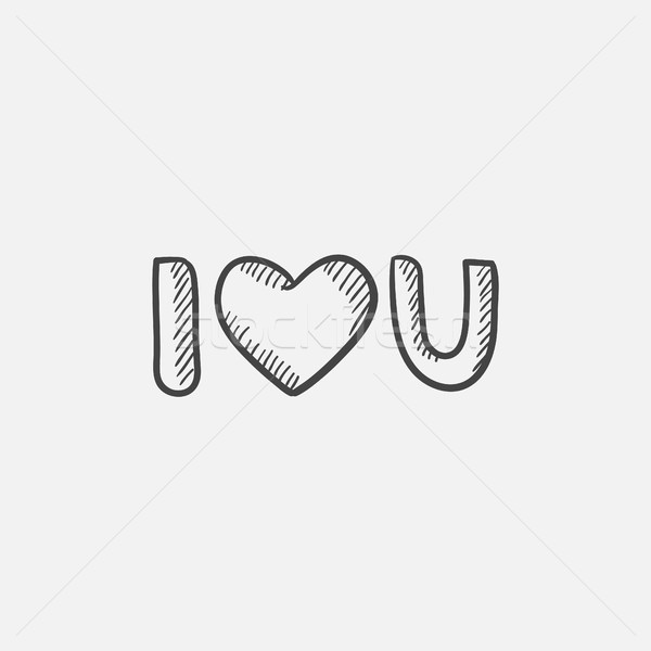 Abbreviation i love you sketch icon. Stock photo © RAStudio