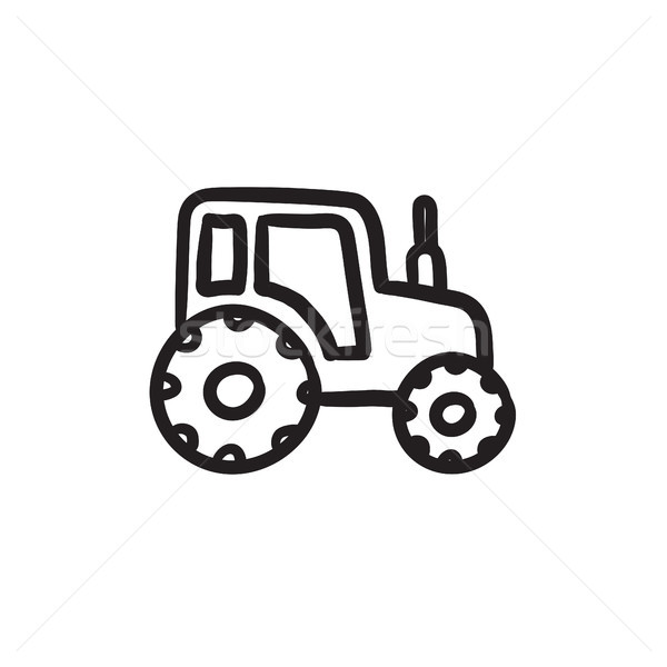 Foto stock: Tractor · boceto · icono · vector · aislado · dibujado · a · mano