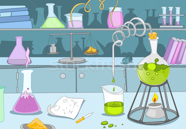 химического лаборатория Cartoon прибыль на акцию 10 воды Сток-фото © RAStudio