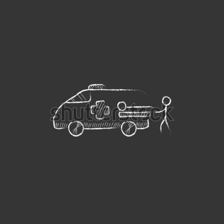 Stock photo: Car towing truck icon drawn in chalk.