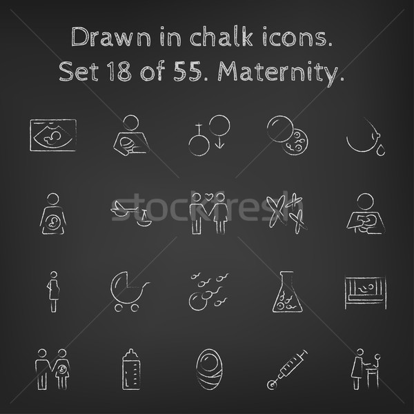 Maternity icon set drawn in chalk. Stock photo © RAStudio