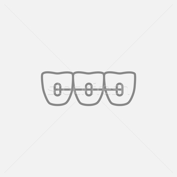 Orthodontische bretels lijn icon web mobiele Stockfoto © RAStudio