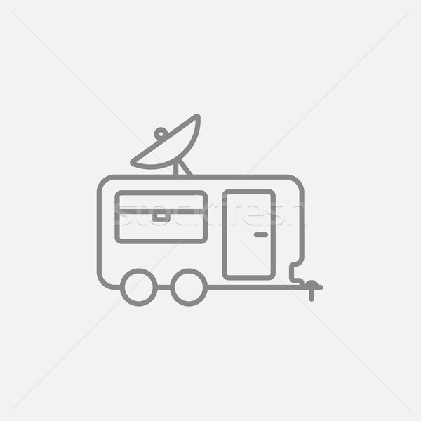 Caravan with satellite dish line icon. Stock photo © RAStudio