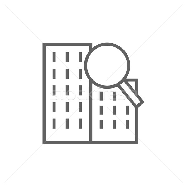 Condominium and magnifying glass line icon. Stock photo © RAStudio