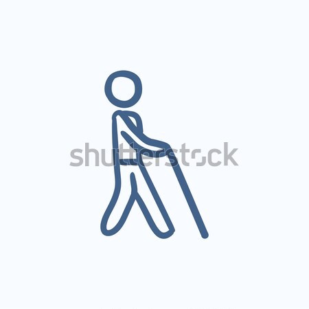 Man with cane line icon. Stock photo © RAStudio