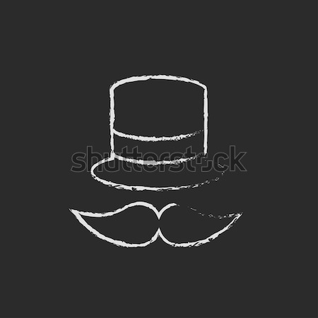 [[stock_photo]]: Chapeau · moustache · ligne · icône · web