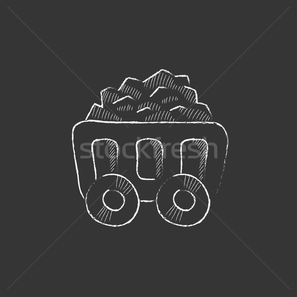 Bergbau Kohle Warenkorb gezeichnet Kreide Symbol Stock foto © RAStudio