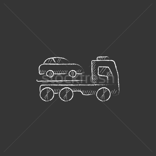 Car towing truck. Drawn in chalk icon. Stock photo © RAStudio