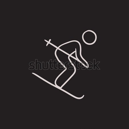 Downhill skiing sketch icon. Stock photo © RAStudio