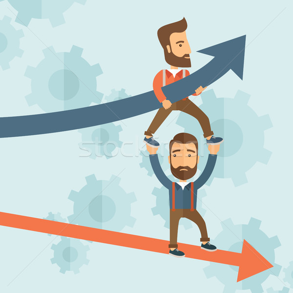 Blue growing successful business graph and businessmen Stock photo © RAStudio