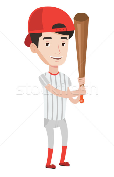 Baseball player with bat vector illustration. Stock photo © RAStudio