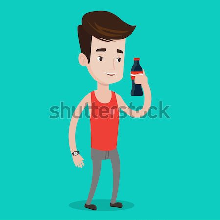Young man drinking soda vector illustration. Stock photo © RAStudio