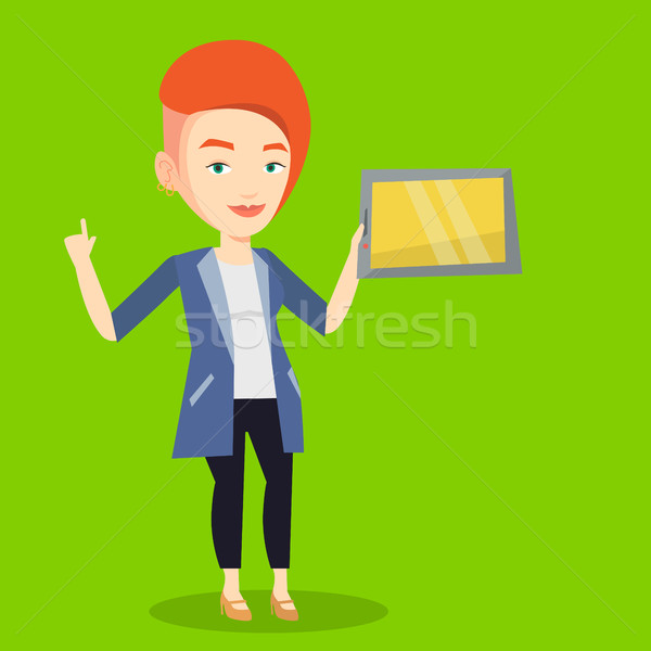 Student using tablet computer vector illustration. Stock photo © RAStudio