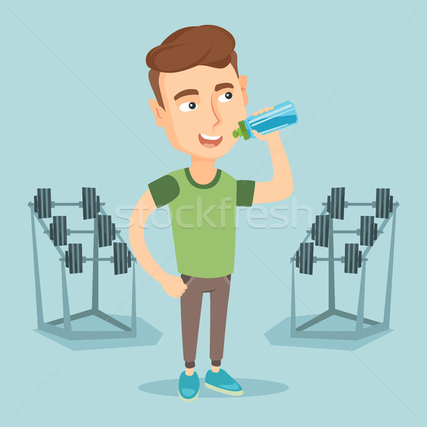 Sportive man drinking water vector illustration. Stock photo © RAStudio