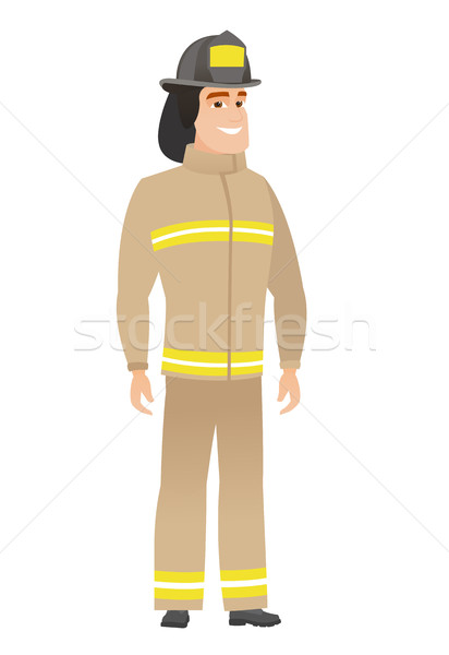 ストックフォト: 小さな · 白人 · 消防士 · ユニフォーム · 立って