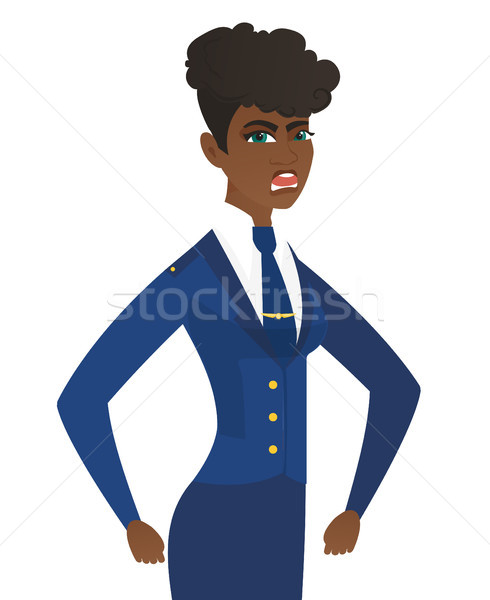 Young african-american angry stewardess screaming. Stock photo © RAStudio