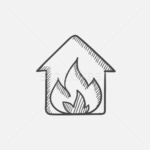 House on fire sketch icon. Stock photo © RAStudio