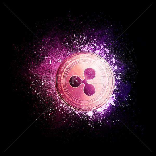Ripple coin flying in violet particles. Stock photo © RAStudio