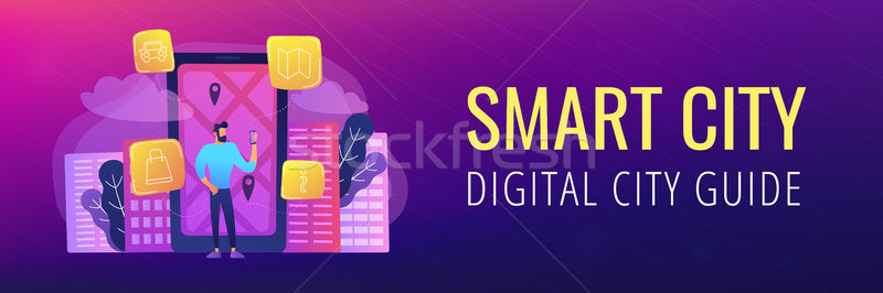 Stock photo: Smart city and digital city guide banner.
