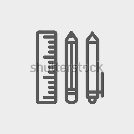 Zdjęcia stock: Przybory · szkolne · cienki · line · ikona · internetowych · komórkowych