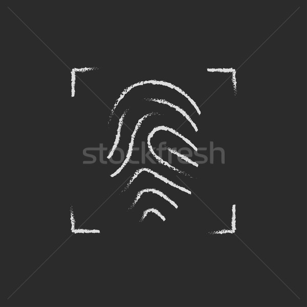 Fingerabdruck Symbol gezeichnet Kreide Hand gezeichnet Tafel Stock foto © RAStudio