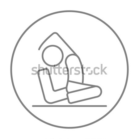 男子 瑜伽 線 圖標 坐在 商業照片 © RAStudio