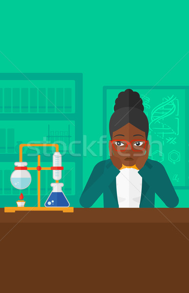 Femme désespoir tête chimie laboratoire vecteur [[stock_photo]] © RAStudio