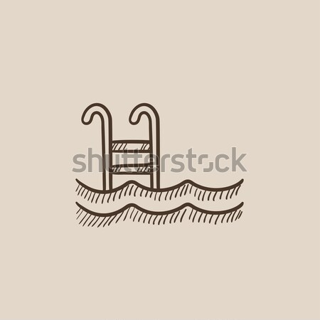Swimming pool with ladder. Drawn in chalk icon. Stock photo © RAStudio