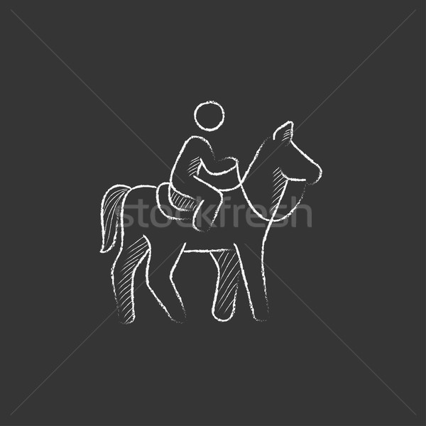 Horse riding. Drawn in chalk icon. Stock photo © RAStudio