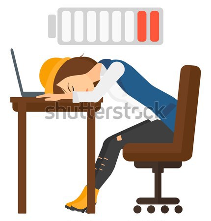 Woman Sleeping On Table Vector Illustration C Rastudio 7088305